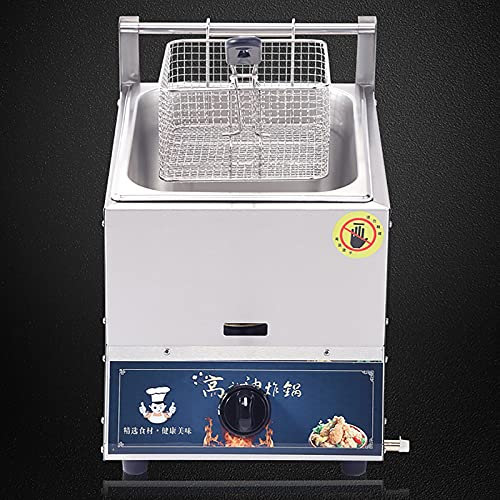 10L Professionnelle Friteuse à Gaz, Friteuse de Croustilles de Poulet en Acier Inoxydable avec Panier pour la Cuisine Familiale des Aliments de Comptoir de Restaurant Commercial