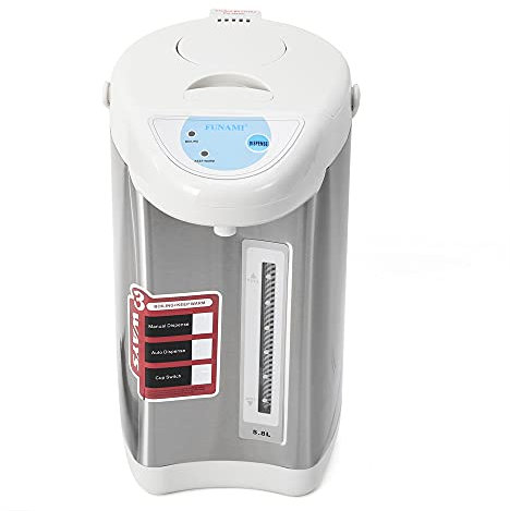 Heißwasserspender, 5.8L Thermopot Edelstahl Wasserkocher 750W Thermoskanne Tastensteuerung Wassertank für Schule Zuhause Büro Hotel (Grau)