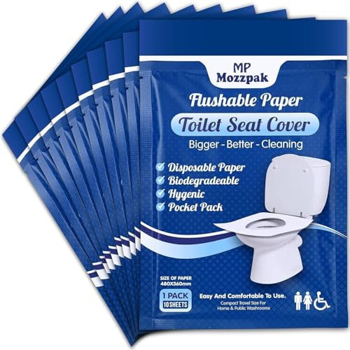 Toilettensitzbezüge, Papier, spülbar, 50 Stück, XL spülbare Papier-WC-Sitzbezüge für Erwachsene und Kinder, Töpfchentraining, Flugzeug, Camping