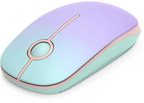 Unipows Ratón inalámbrico – Ratón portátil delgado de 2.4 G con nano receptor, menos ruido, ratones ópticos móviles para laptop, PC, laptop, computadora, Mac (degradado verde menta a morado)