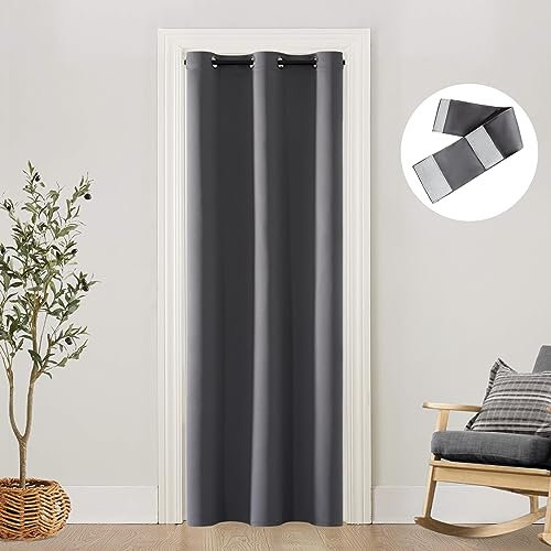 SHINELAND Cortinas de Armario para Puerta de Armario de Dormitorio, Cortina de privacidad para Puerta Delantera/Ventana Estrecha, 34 Pulgadas de Ancho, 80 Pulgadas de Largo, Gris carbón Oscuro/Gris
