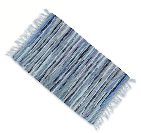 Stuoia Tappeto Multiuso con Frange PEZZOTTO Tappeto Bagno, Cucina,scendiletto Camera duoble Face - Blu, 180 cm.