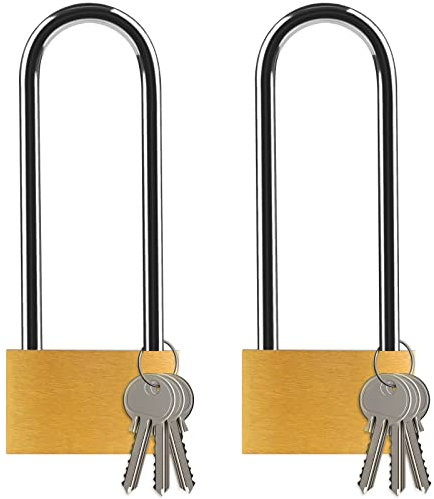 Padlock with Keys, [2 Pack] [6 Keys] Diyife 40mm Long Shackle Solid Brass Padlocks Outdoor, Weatherproof Mini Padlocks Keyed Alike Locker Lock for School, Gym Locker, Cabinets, Suitcase Yellow