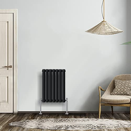NRG Radiateur moderne noir 600 x 413 mm double panneau ovale pour salle de bain