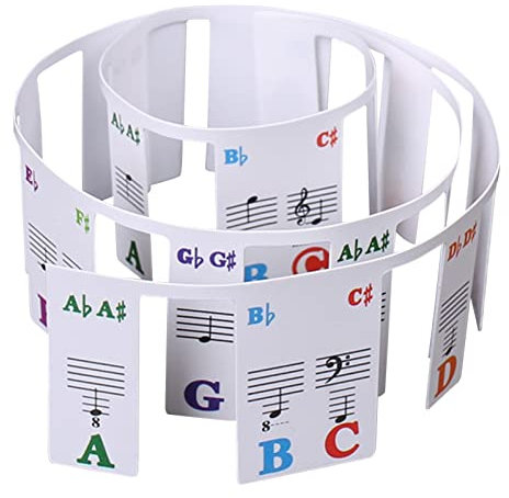 Piano Keyboard Notes, Reusable Piano Keyboard Notes Overlay Card, Removable Color Piano Keyboard Stickers, Piano Note Bar Guide Suitable for Learning, 61-key/88-key Piano Keyboard Paper