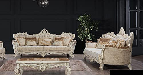 JV Möbel Sofagarnitur 3+3 Sitzer Garnitur Sofa Sofas Sessel Sitz Stoff Barock Set Gruppe