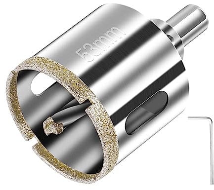 Flintronic Diamantbohrer, Diamant Lochsäge, 53mm Lochsäge mit Zentrierbohrer, Glasbohrer mit Diamant-Beschichtung Kohlenstoffstahl, Bohrkron Fliesenbohrer für Glas/Fliese/keramisches/Marmor/Kalkstein