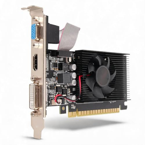 Sxhlseller GT610 Computer Graphics Card, 2GB DDR3 64bit PCI Express X16 Gaming Graphics Card with DVI, VGA, HDMI Interface for Computer Desktop