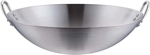 UHGFIMP Wok INOX, Grand Wok, Compatible Induction, Revêtement Antiadhésif sans PFOA, Saine Anti-adhésive et Facile à Nettoyer,36cm