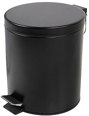 Edelstahl Tretmülleimer 5 Liter - schwarz - Metall Kosmetikeimer in zeitlosem Design - Mülleimer Treteimer Abfalleimer klein mit entnehmbarem Inneneimer für Bad Küche