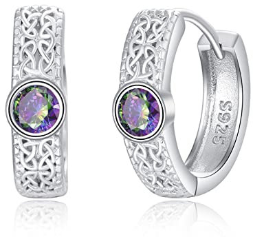 Wikinger Unisex Creolen 925 Silber Rune Viking Sleeper Ohrringe Ohrstecker Geschenke Vatertag Schmuck für Damen Herren Männer (01-silver cz hoop)