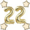 Blasses Gold Luftballons Zahl 22+4 pcs stern Folienballon Zahl 22 .Geburtstag frau mädchen,40 Riesenzahl Ballons 22 .geburtstagsdeko mann,Zahlenballon 22, Helium Ballons 22 Zahlen Luftballon