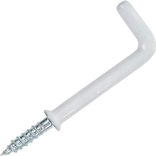 SISI UK® Plastic Coated Square Shouldered Dresser Mug Cup Hooks, 38 mm (1.5 inch) - White, Pack of 10