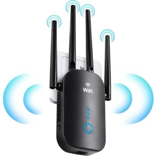 Athoasis Ripetitore WiFi 1200Mbps Potente per Casa, Dual Band 5,8 GHz & 2,4 GHz WiFi Extender con LAN Port, WPS, 4*3dBi Antenne, Supporta Modalità Ripetitore/Router/AP