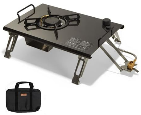 Naturehike Desktop & Embed Folding Single-Burner Gas Stove,13,648BTU Portable Gas Stove with Carrying Handle, Electronic Ignition Outdoor Camping Cooking Stove