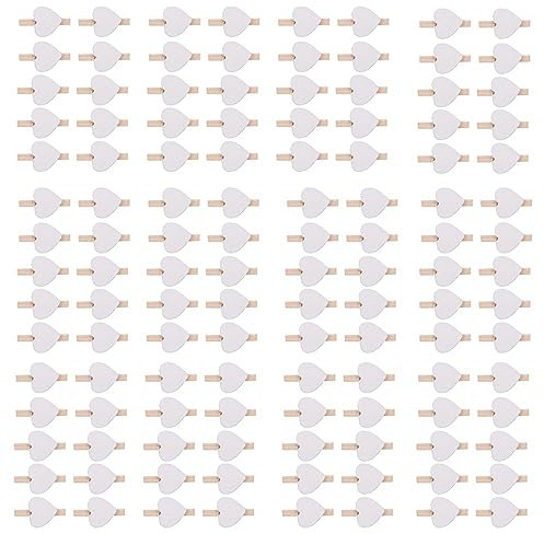 Ronlok 500 mini mollette decorative in legno, con cuori, colore: