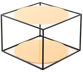Qiyano Yanira Table d'appoint orange en forme de cube, plateaux en verre, moderne et polyvalente, pour salon, chambre à coucher, table basse, canapé