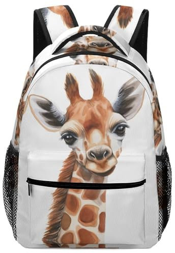 VesFy Giraffen Junge Rucksack Tier Schulranzen Jungen Verstellbare Gurte Buchtasche Rucksäcke Für Jungen Mädchen Teenager One Size