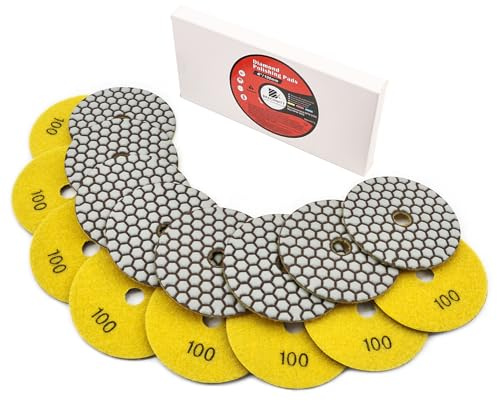 BRSCHNITT Diamant Polierscheiben Set 100mm - #100 Trockendiamant Polierpad Set für Granit Stein Beton Marmor Bodenschleifer oder Polierer (8 stücke)