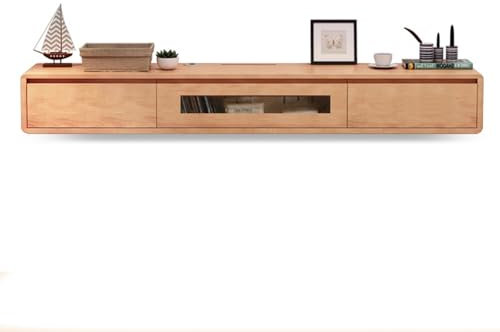 Moderno mobile mobile per TV in legno massello con 2 grandi ante da parete, per centro di intrattenimento a parete (240 cm)