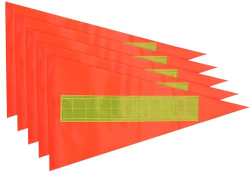 sourcing map Fahrradflaggen Ersatz, 43,2 x 21,8 cm Dreieck, wasserdicht, Fahrrad-Sicherheitsflagge mit reflektierenden Streifen, Warnschilder für Fahrrad, Elektroauto, Outdoor-Zelt, Rot, 5 Stück