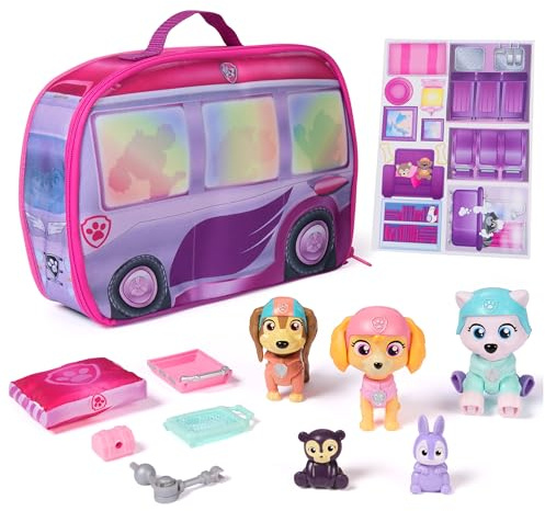 Pat' Patrouille, Le Monde de Stella, Coffret Camping et Sauvetage, avec Figurines à tête Mobile Stella, Everest et Liberty, Camping-Car, Jouets pour Filles et garçons à partir de 3 Ans