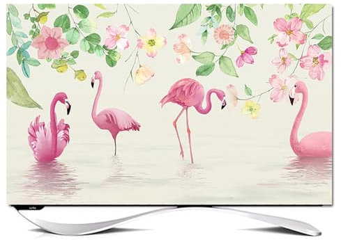 Hixingo Cubierta Antipolvo para TV Universal Funda para Televisor Elástico Protector para Smart TV, Cubierta de Televisión Pantalla de Funda para 32-80 (55(130x80cm),Flamenco Rosa)