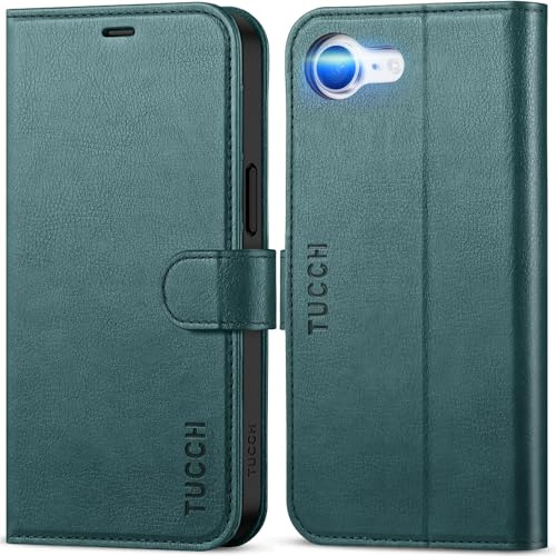 TUCCH Folio Wallet Case for iPhone 17e 2026/iPhone 16e (6.1), Teal Blue | 4 Card Holders, RFID Blocking, Kickstand, Shockproof TPU, Premium PU Leather, Magnetic Closure, Foldable Flip Cover