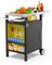 Pinikox Chariot de barbecue d'extérieur avec armoire de rangement, table de préparation d'îlot de cuisine avec panneau perforé et support latéral intégré, table de gril avec plateau latéral pliable