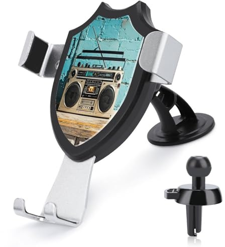 AQRJLPM Vintage Wall of Radio Boombox Handyhalterung Auto Freisprecheinrichtung Halterungen für Armaturenbrett Windschutzscheibe Lüftungsschlitz Metallhaken Clip Handyhalterung für alle Smartphones