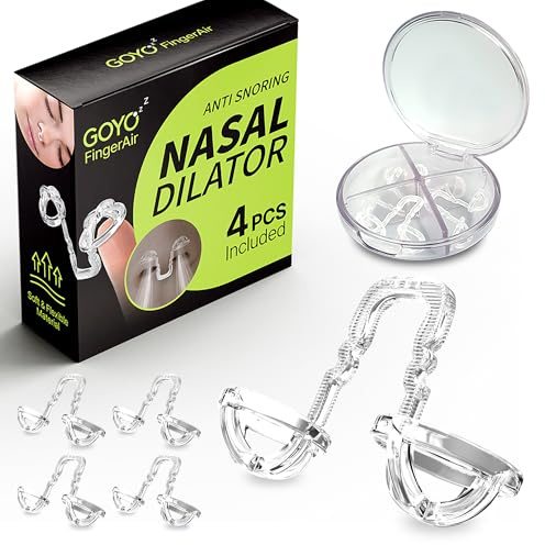 FingerAir Nasal Dilator for Snoring and Breathing, Anti Snoring Devices, Snore Stopper Silicone Anti Snore, Reusable, Comfortable (4pcs Multi-Size Pack: S, M, L, XL)