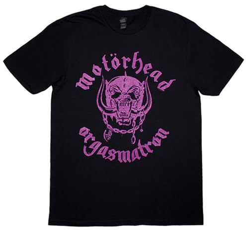 Motorhead Unisex Adult Orgasmatron Song Lyrics T-Shirt (L) (Black)