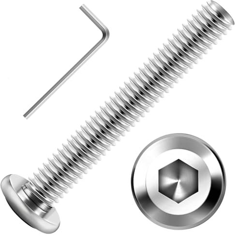 Lot de 20 vis à tête plate M8 x 45 mm avec six pans creux en acier inoxydable A2 V2A, filetage complet avec clé à six pans creux