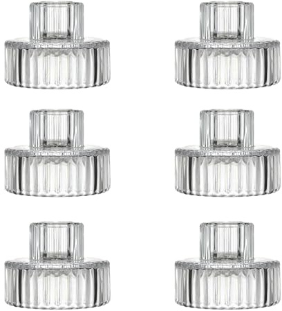 6er Glas Kerzenhalter Kerzenständer, 2-in 1 Transparente Teelichthalter, Tischdekoration für Stabkerzen, Esstische, Hochzeiten, Partys, Weihnachten, Advent, Wohnzimmer, Heimdekoration (6)