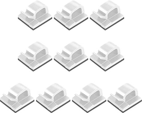 10Pcs Heavy Duty Self-Adhesive Cable Clips, Multi-Purpose Wire Management Holders for Home Office Car, No Drilling Needed, Organize Cables Wires Coaxial TV Computer