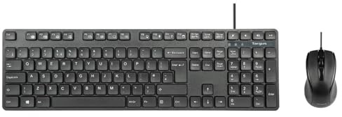 Targus® Full-Size Wired Keyboard and Mouse Combo (UK Layout) | Ergonomic Slim Design with Quiet Keys, Durable USB Connection, Plug & Play for PC, Laptop, Windows, Mac – Black