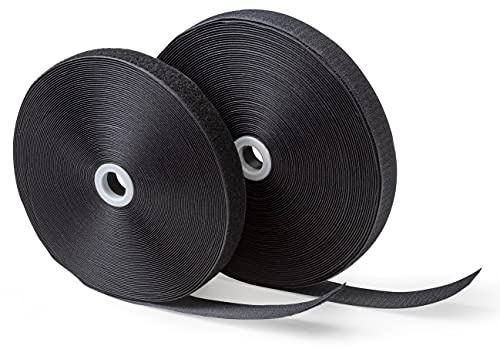 IPEA Klettband zum Nähen 20 mm Schwarz (Nicht Selbstklebend) – [ 25 Meter Länge ] – Klettband zum Nähen – extra starker Streifen für Einrichtung, Zuhause, Kleidung – Haken und Ring