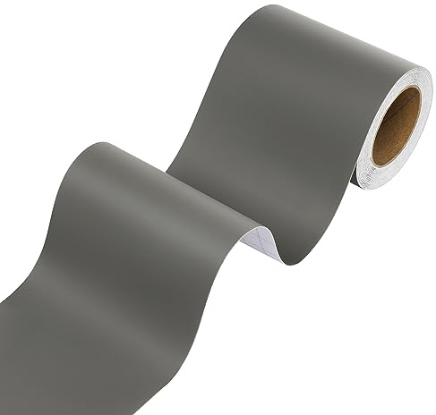 Stickyart Bordüre Selbstklebend Grau Wasserfest 7.6cmX1500cm Selbstklebende Bordüre Küche Tapetenbordüre Selbstklebend Modern Border Wallpaper Self Adhesive Selbstklebende Einfarbig Borde Tapete PVC