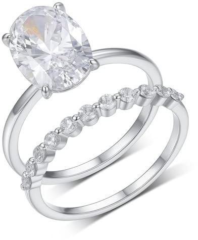 Epinki Echt Schmuck 950 Platinum Eheringe, Klassiker Zierlich Hochzeitsring mit Moissanit Ovalschliff, Partnerringe PT950, Gr.63 (20.1)