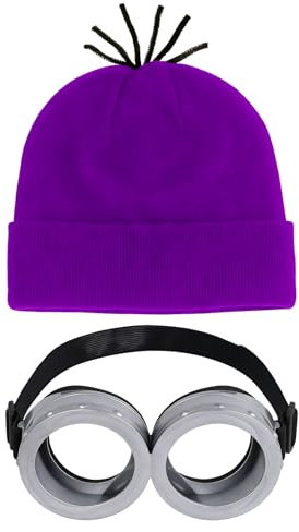 HIXNUG 2 Pezzi Giallo personaggi dei cartoni animati Vestito Viola Occhiali Occhiali Costumi di Halloween Famiglia Cosplay Partito Dress Up Accessori