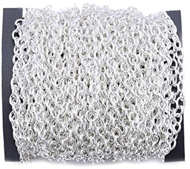 32.8 Ft Iron Twisted Cross Chains - Small Link 3 x 4 mm - Jewelry Accessories Chain for DIY Making Necklace Bracelet (Silver)