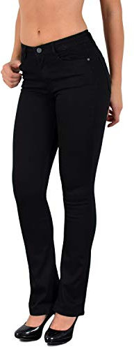 ESRA Jeans Damen Bootcut Wide Leg Hose Damen Schwarze Hose Damen bis Plus Size B700