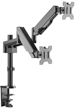 HALTERUNGSPROFI Dual 2 Fach Tischhalterung mit Gasdruckfeder für LED und LCD Monitore bis 32 Zoll VESA 75x75 100x100 OFFICE-GS424 (2 Monitore)