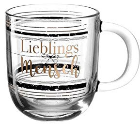 Leonardo Emozione Geschenk Tasse Lieblingsmensch, 1 Stück, spülmaschinengeeignete Glas-Tasse, Tee-Tasse mit goldenem Schriftzug, 400 ml, 046453