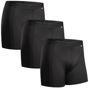 DANISH ENDURANCE Calzoncillos Hombre Boxer Deportivos, Ajustados y Transpirables, Pack de 3, Negro, XXXL