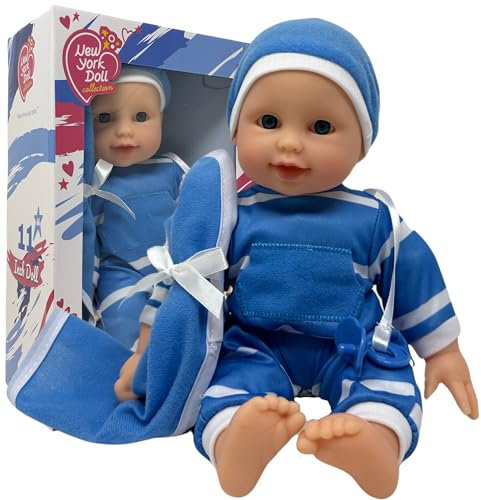 The New York Doll Collection 11 Zoll /28 cm Weiche Körperpuppe im Geschenkbox - 11 Zoll /28 cm Baby Puppe (Junge)