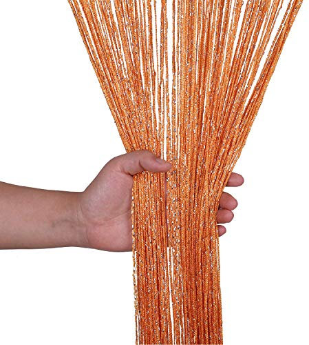 WedDecor Schnur Vorhänge Glitzer Fransen Panel Fliegengitter Zimmer Organizer Quaste Vorhang für Türen, Türöffnung, Windows, Wohnkultur, Ereignis Dekoration, (90cm x 200cm) - Orange, 90 x 200cm