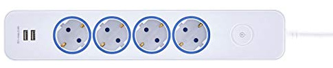 Blaupunkt Steckdosenleiste, Mehrfachsteckdose, 4-Fach Schukosteckdose, 2-Fach USB-A, mit Schalter, mit Überlastungsschutz, Weiß, 2 Meter