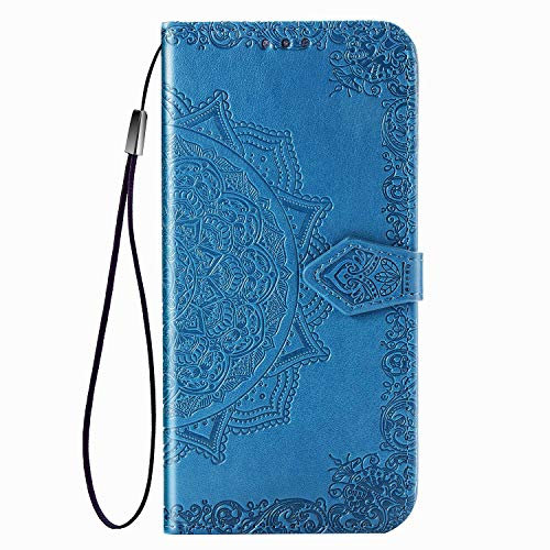 Fertuo Hülle für Oneplus Nord, Handyhülle Leder Flip Case Tasche mit Kartenfach, Magnet und Standfunktion [Mandala Muster] Handy Schutzhülle Ledertasche für Oneplus Nord 5G Smartphone, Blau