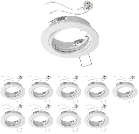 ledscom.de 10 Stück Decken-Einbaurahmen FERE Einbaurahmen weiß matt schwenkbar (LED/Halogen/MR16/50mm) inkl. GU5.3 Fassung